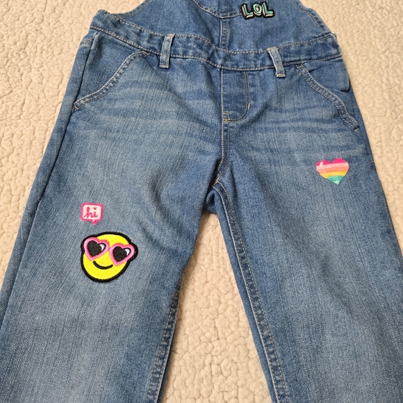 The Children's Place Denim Overalls with Embroidered Patches Girls' Size 6X/7 - Picture 4 of 15